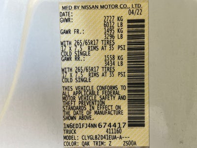 2022 Nissan Frontier SV