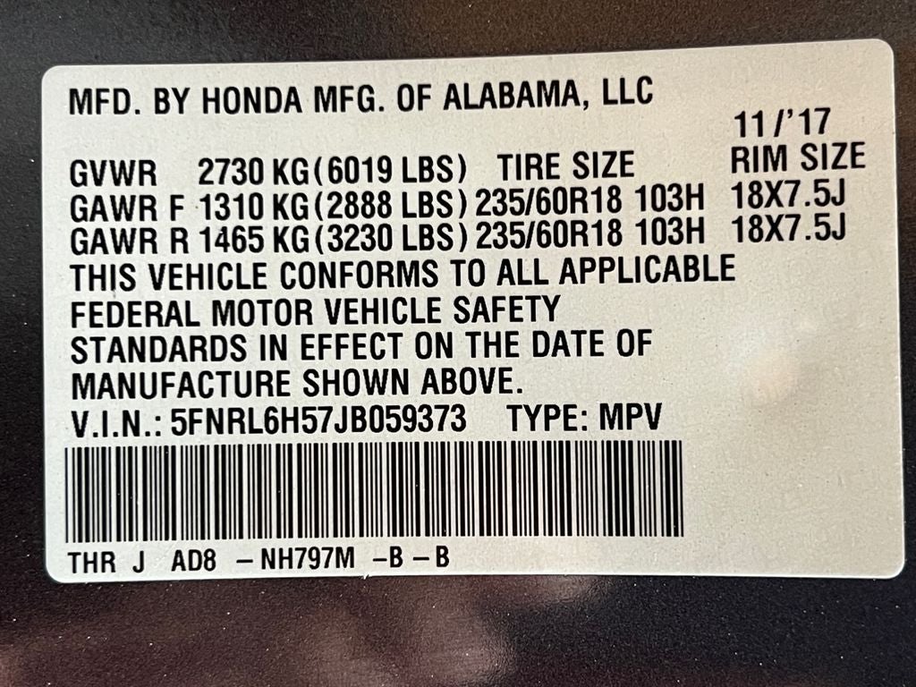 2018 Honda Odyssey EX