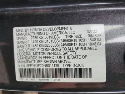 2022 Honda Ridgeline RTL-E