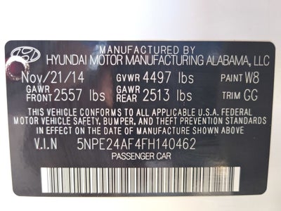 2015 Hyundai SONATA SE